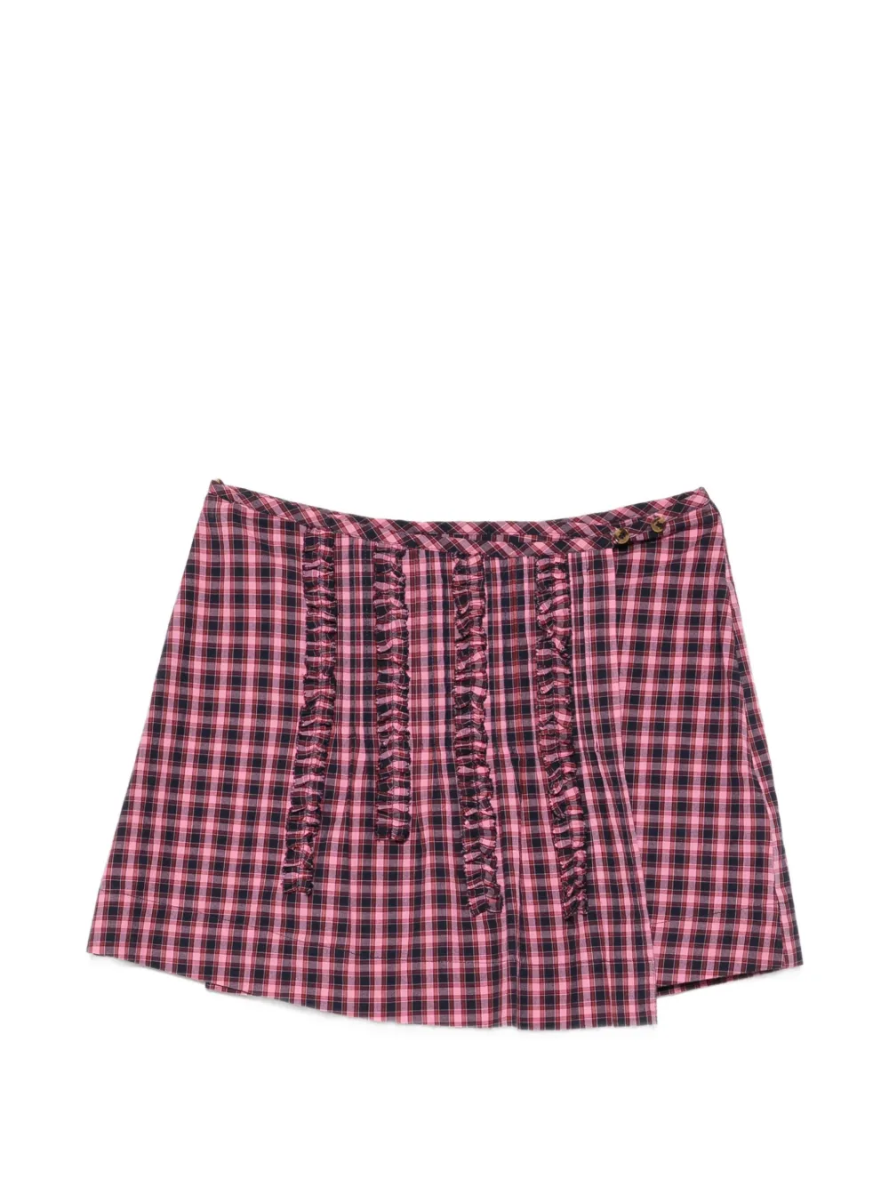 Damson Madder Glinda Ruffled Checked Mini Skirt In Pink