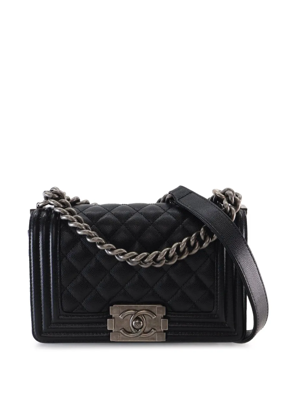 CHANEL Pre-Owned 2019 Small Quilted Caviar Boy Flap crossbody bag - Nero