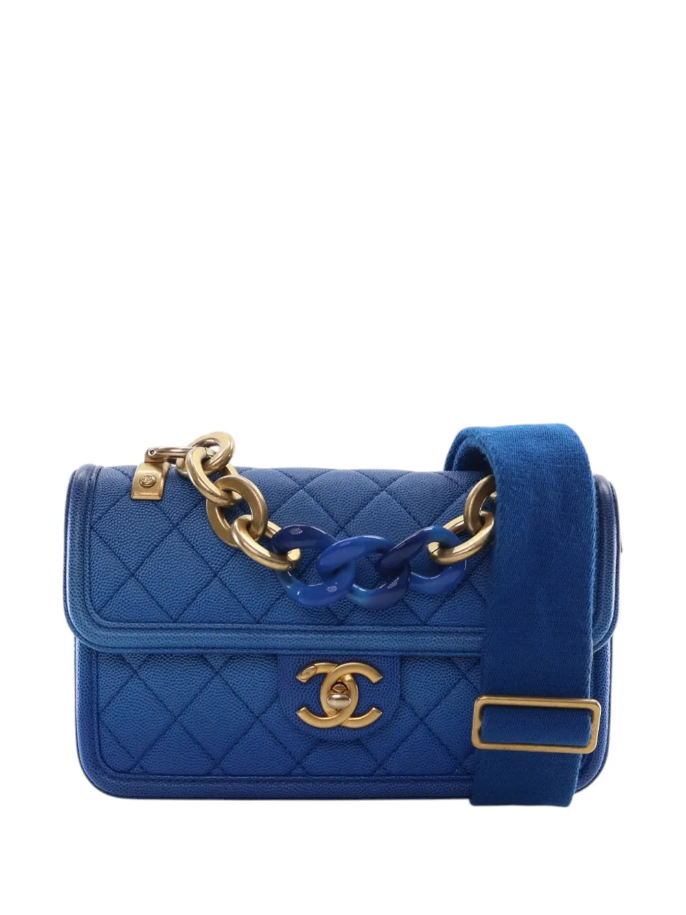 CHANEL Pre-Owned 2018-2019 Small Quilted Caviar Sunset On The Sea Flap satchel - Blu
