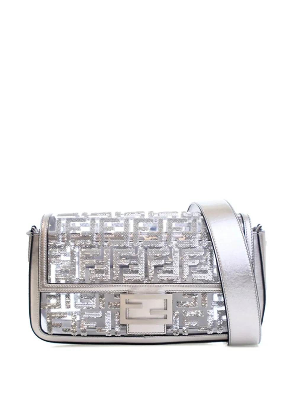 Fendi Pre-Owned 2010-2025 Nicki Minaj Medium Sequined PVC FF 1974 Baguette satchel - Argento