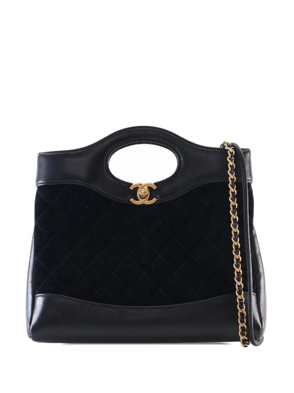 CHANEL Pre-Owned 2021-2025 Mini Quilted Suede and Lambskin 31 Shopping Bag satchel - Nero