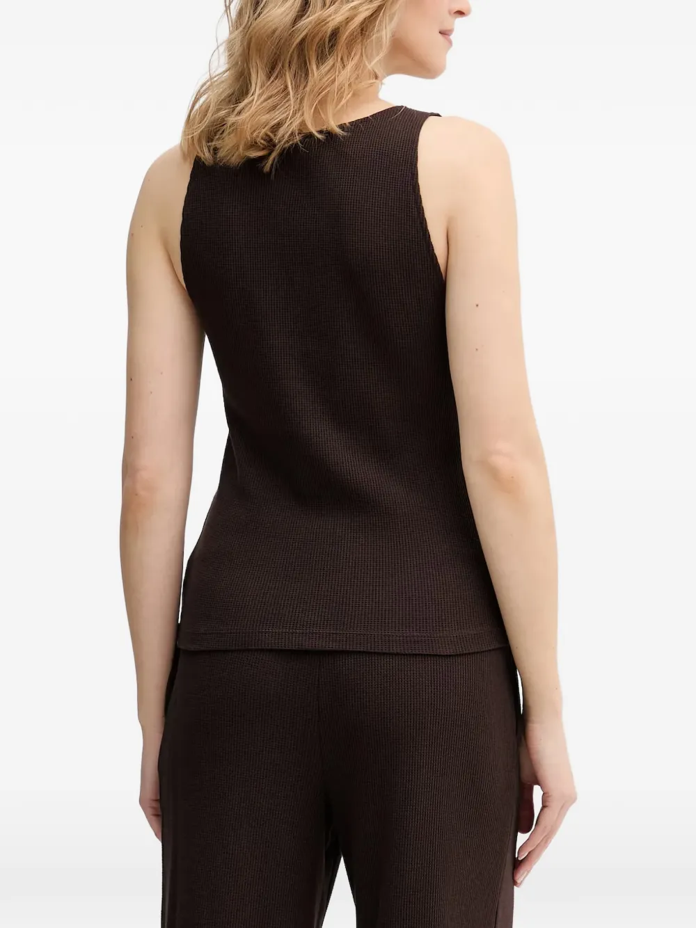 Karl Lagerfeld Tanktop met ronde hals en wafel Bruin