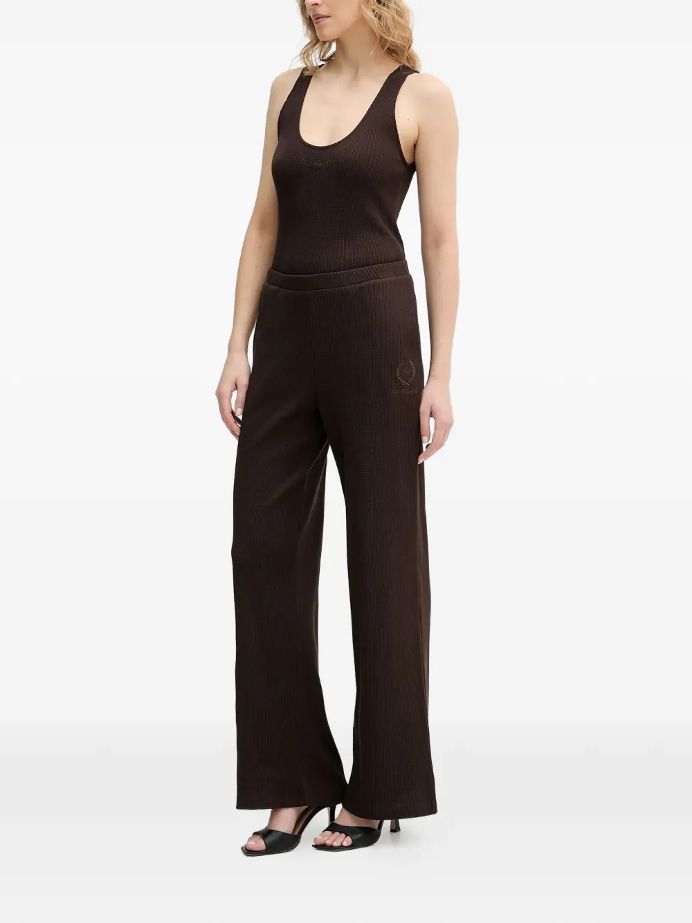Karl Lagerfeld Tanktop met ronde hals en wafel Bruin