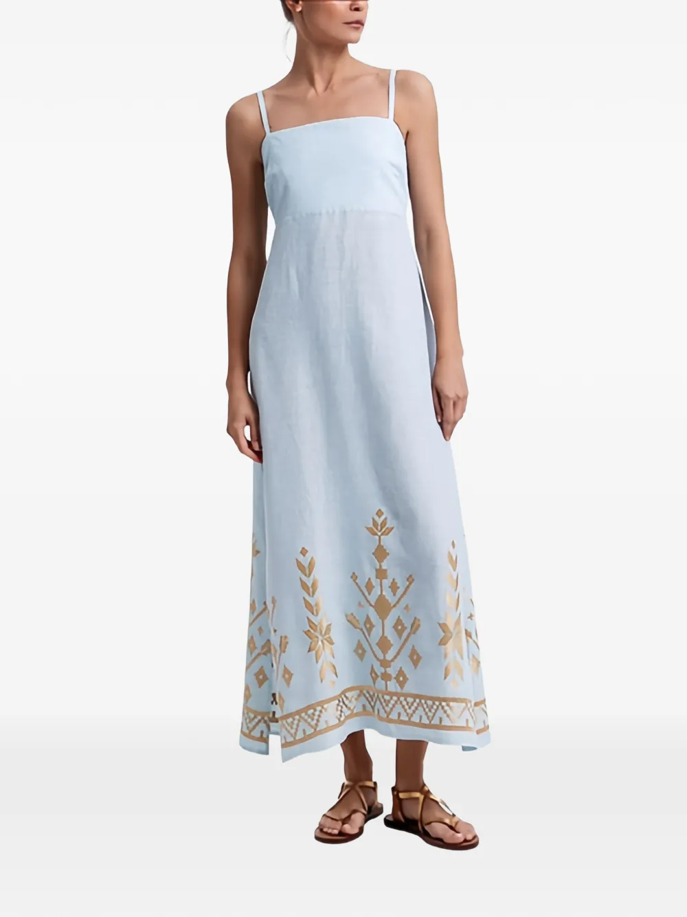 GREEK ARCHAIC KORI thin-straps gathered-back maxi dress - Blu