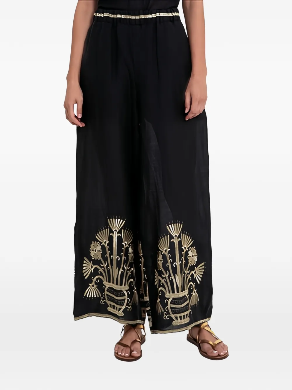 GREEK ARCHAIC KORI elastic-waistband printed trousers - Nero