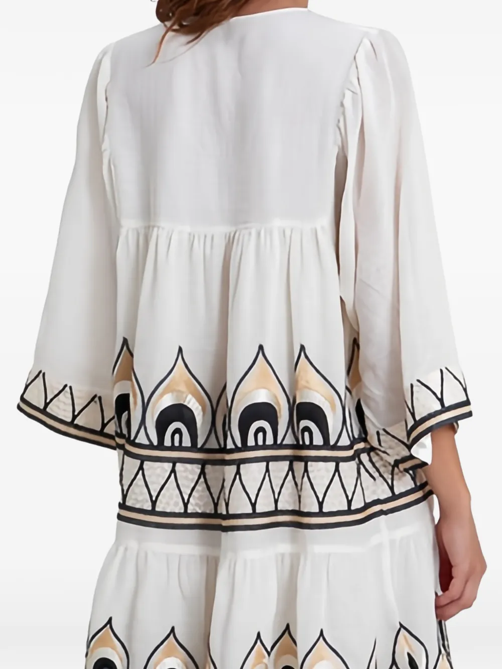  Greek Archaic Kori Phoenix Geometric-pattern Mini Dress - White 