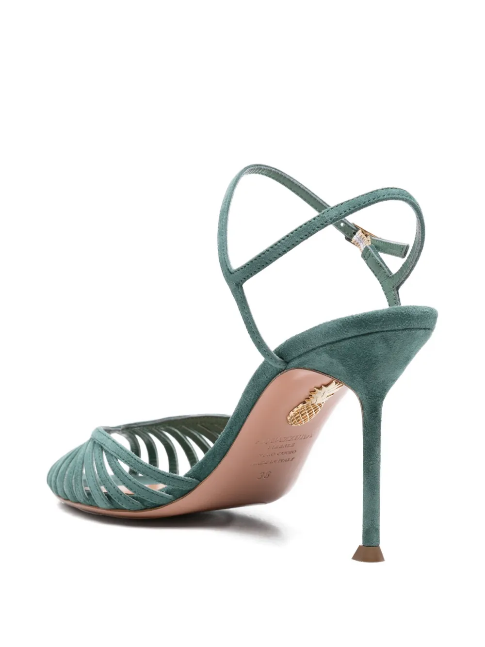 Aquazzura caged-strap suede sandals Groen