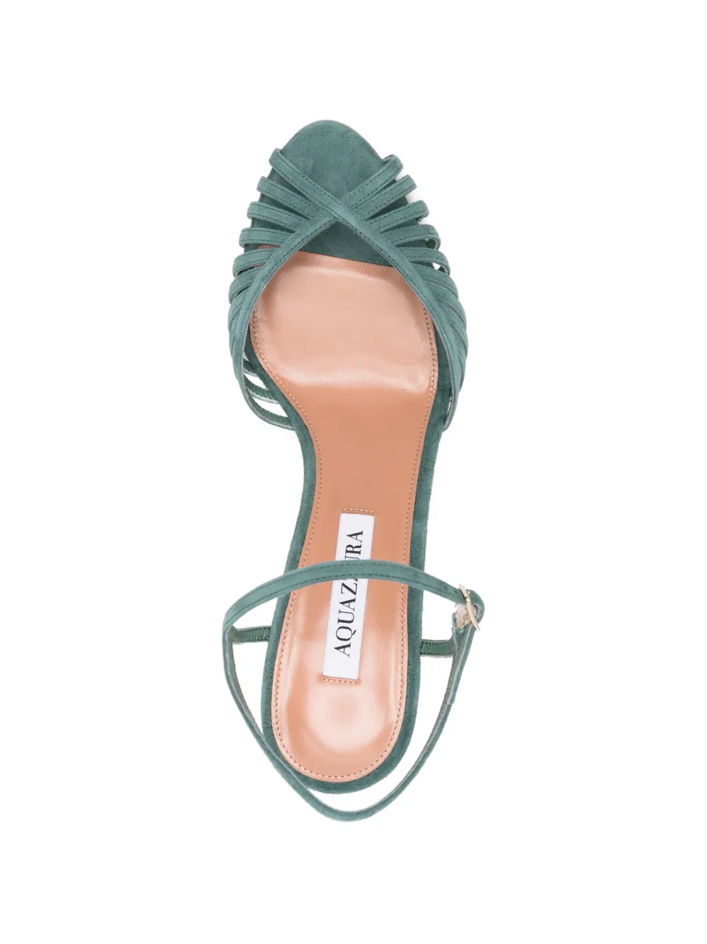 Aquazzura caged-strap suede sandals Groen