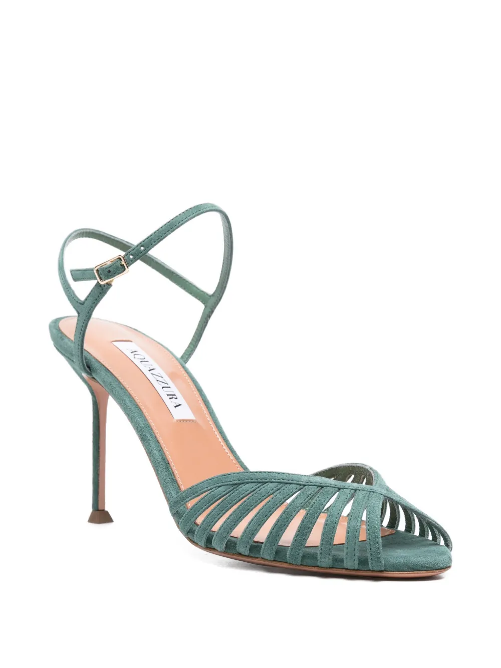 Aquazzura caged-strap suede sandals Groen