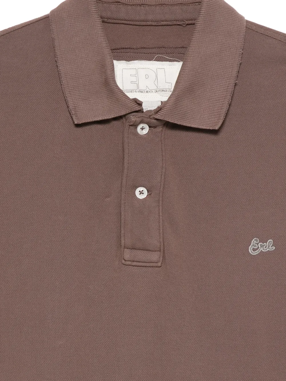  Erl Raw-hem Polo Shirt - Brown 