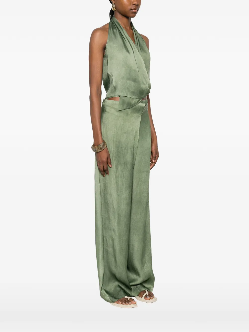  Cortana Wrap V-neck Top - Green 