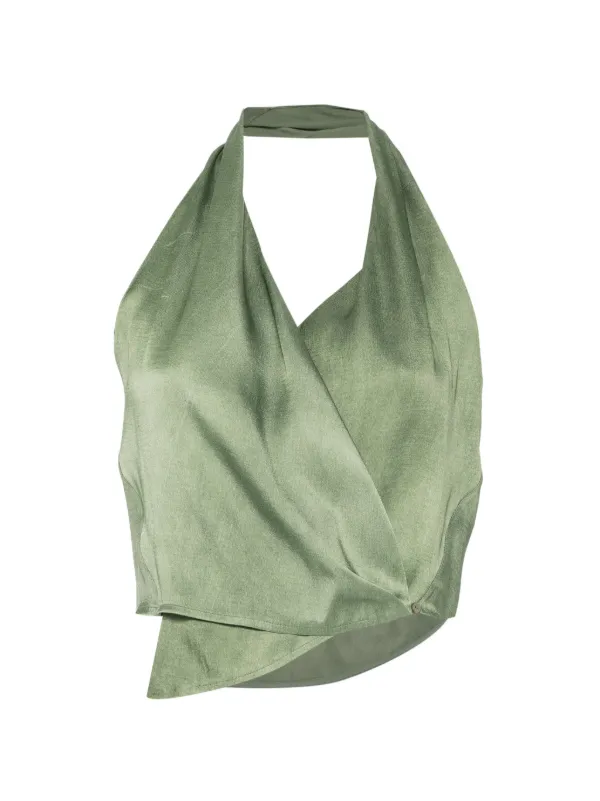 Cortana Wrap V-neck Top in Green