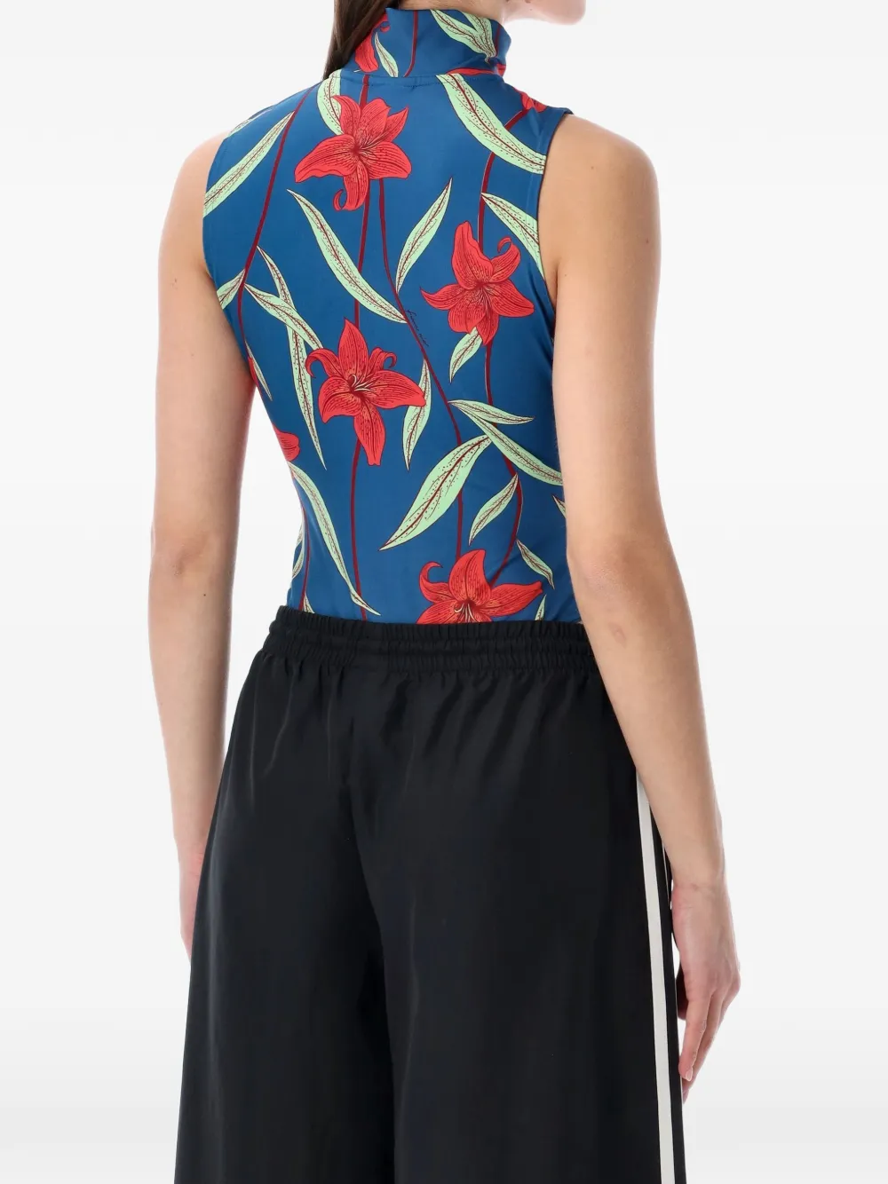 Adidas Floral Zip Bodysuit - Blue 