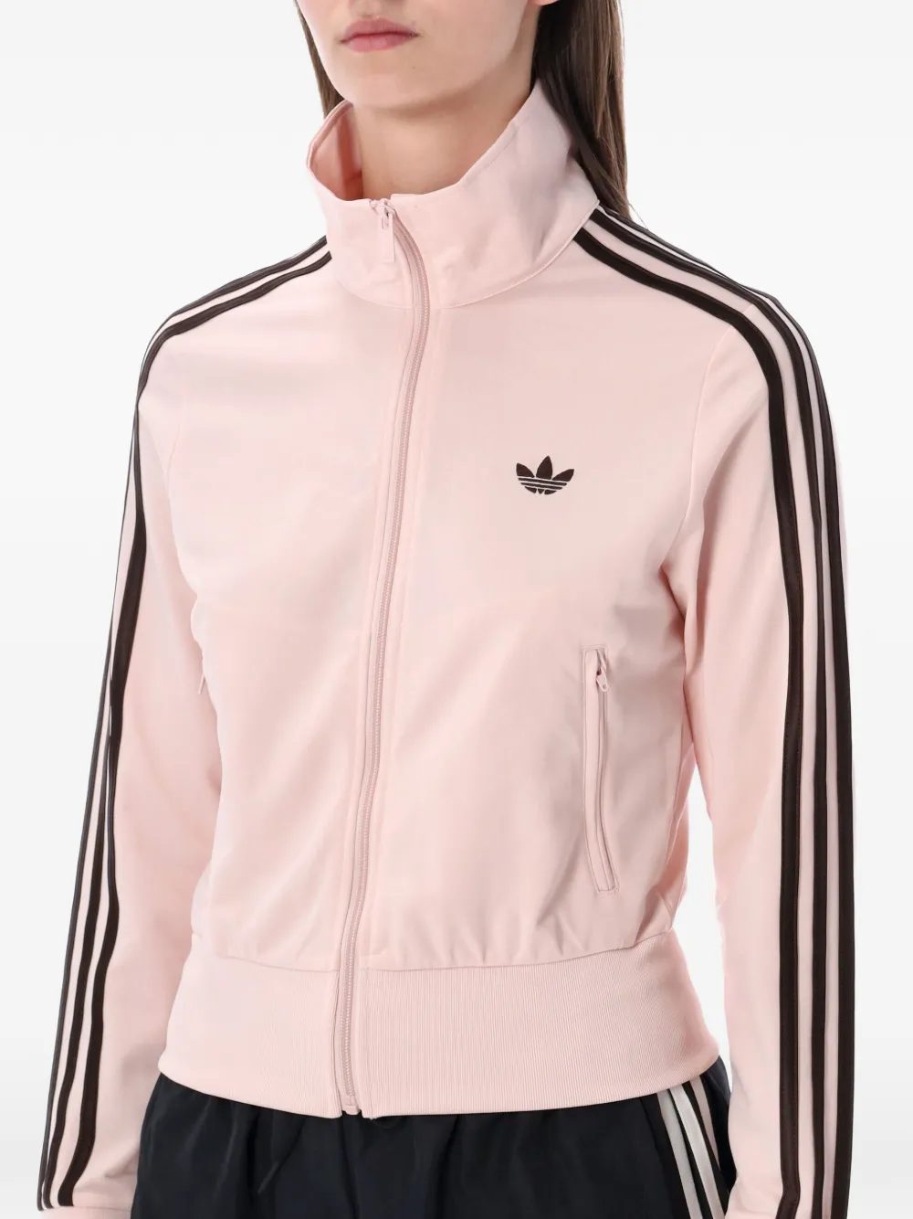 adidas Gestreepte sweater met rits Roze