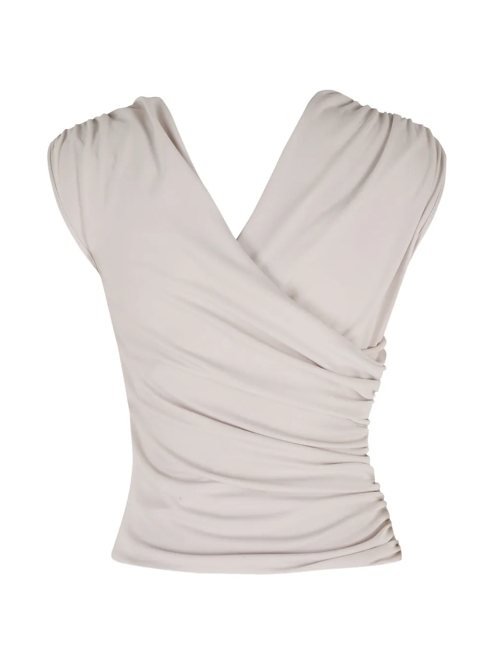  The Andamane Draped V-neck Blouse - Neutrals 