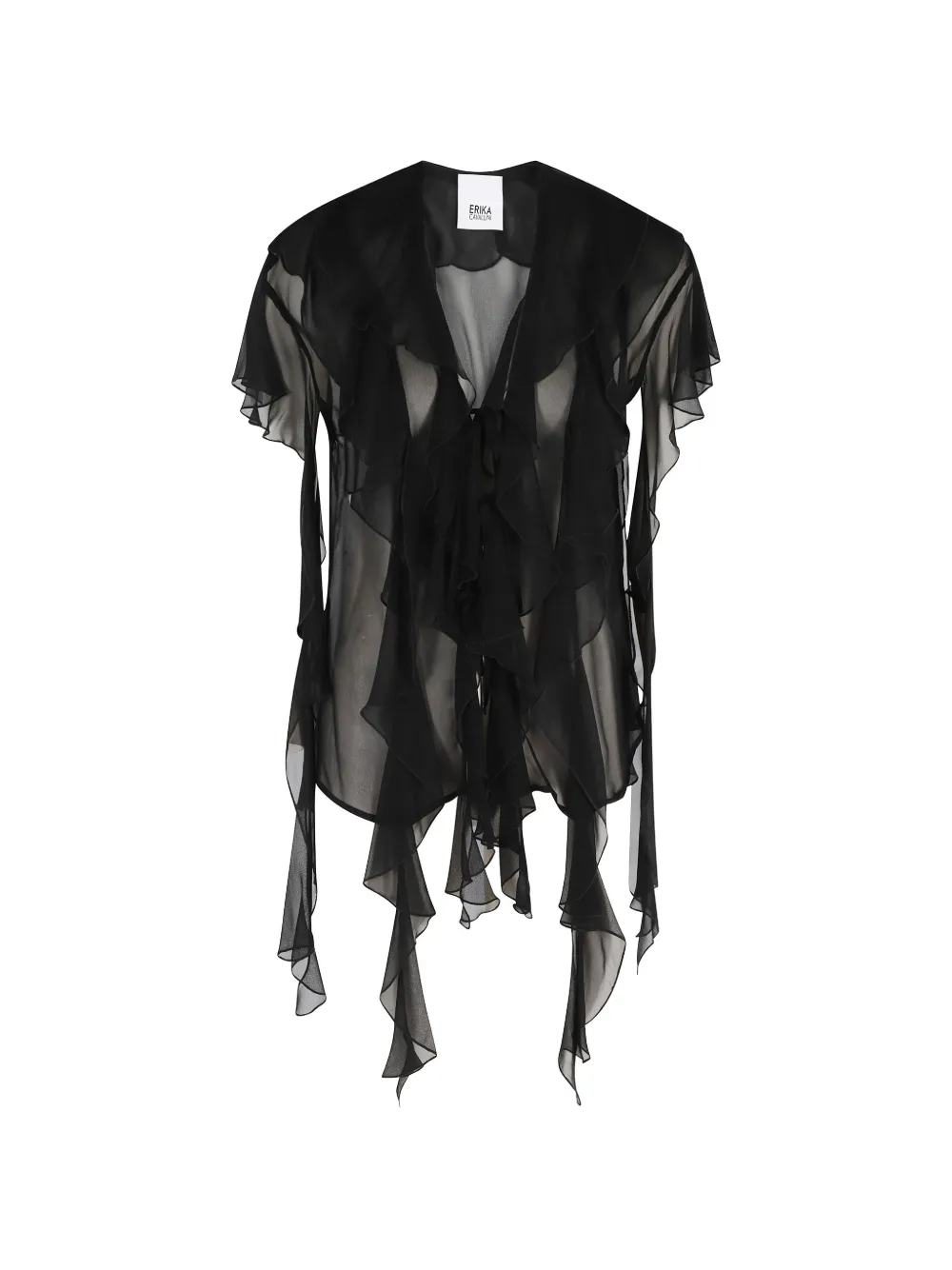 Erika Cavallini Lia ruffled tie blouse - Nero