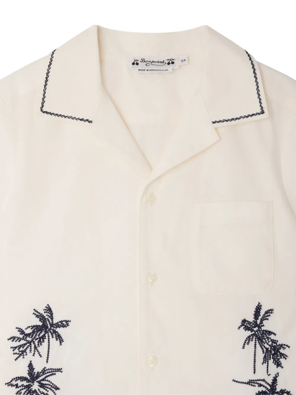 Bonpoint Steve Palm-tree-embroidered Shirt - Neutrals 