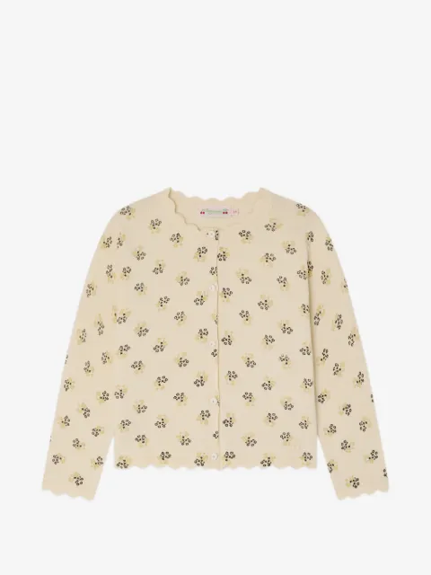 Bonpoint Lume scalloped floral cardigan