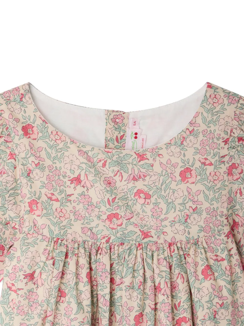 Bonpoint Jurk met geborduurde bloemen Beige