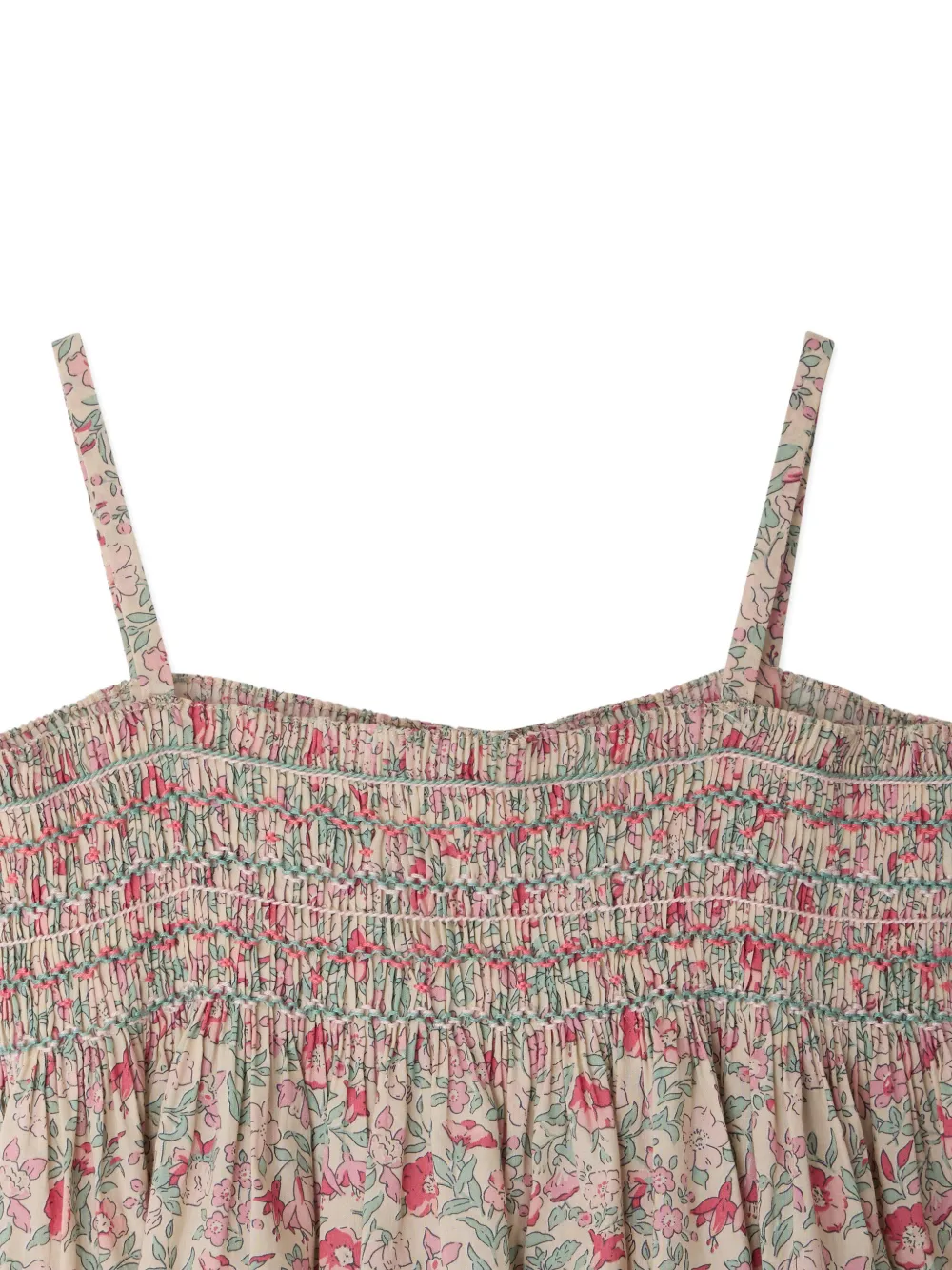  Bonpoint Smocked Floral Apolline Top - Neutrals 