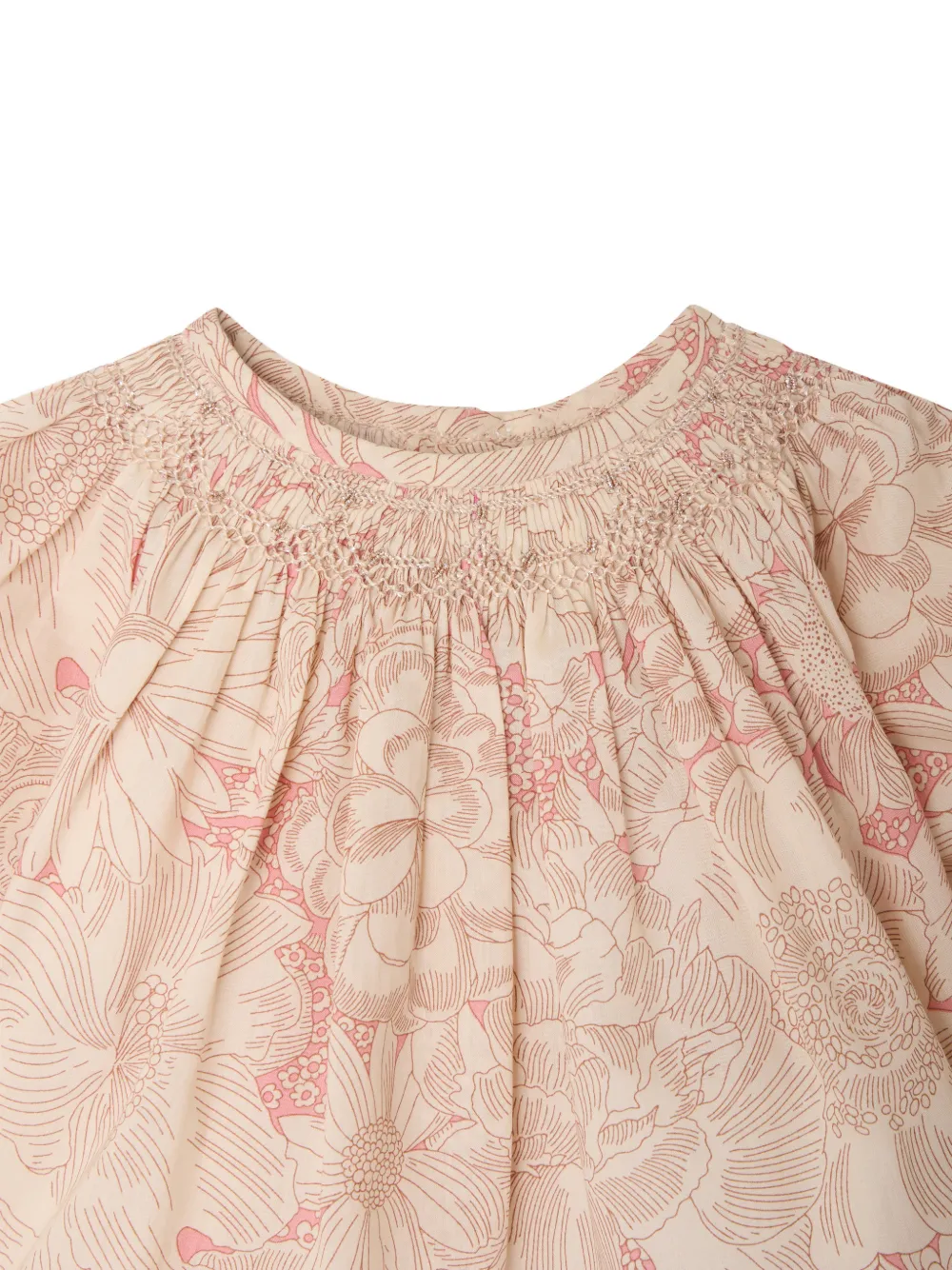  Bonpoint Floral Smocked Blouse - Neutrals 