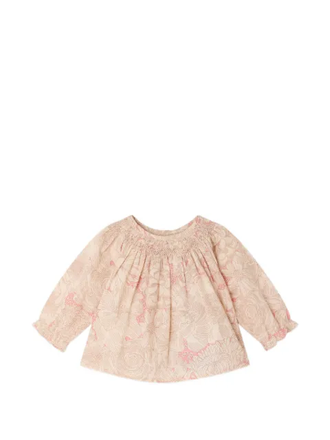 Bonpoint blouse à smocks et à fleurs