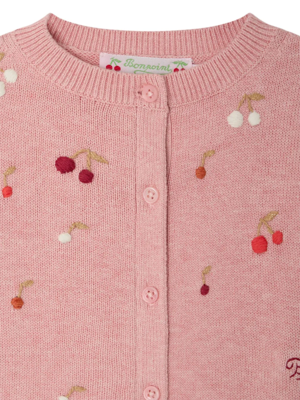  Bonpoint Claudie Embroidered Cardigan - Pink 