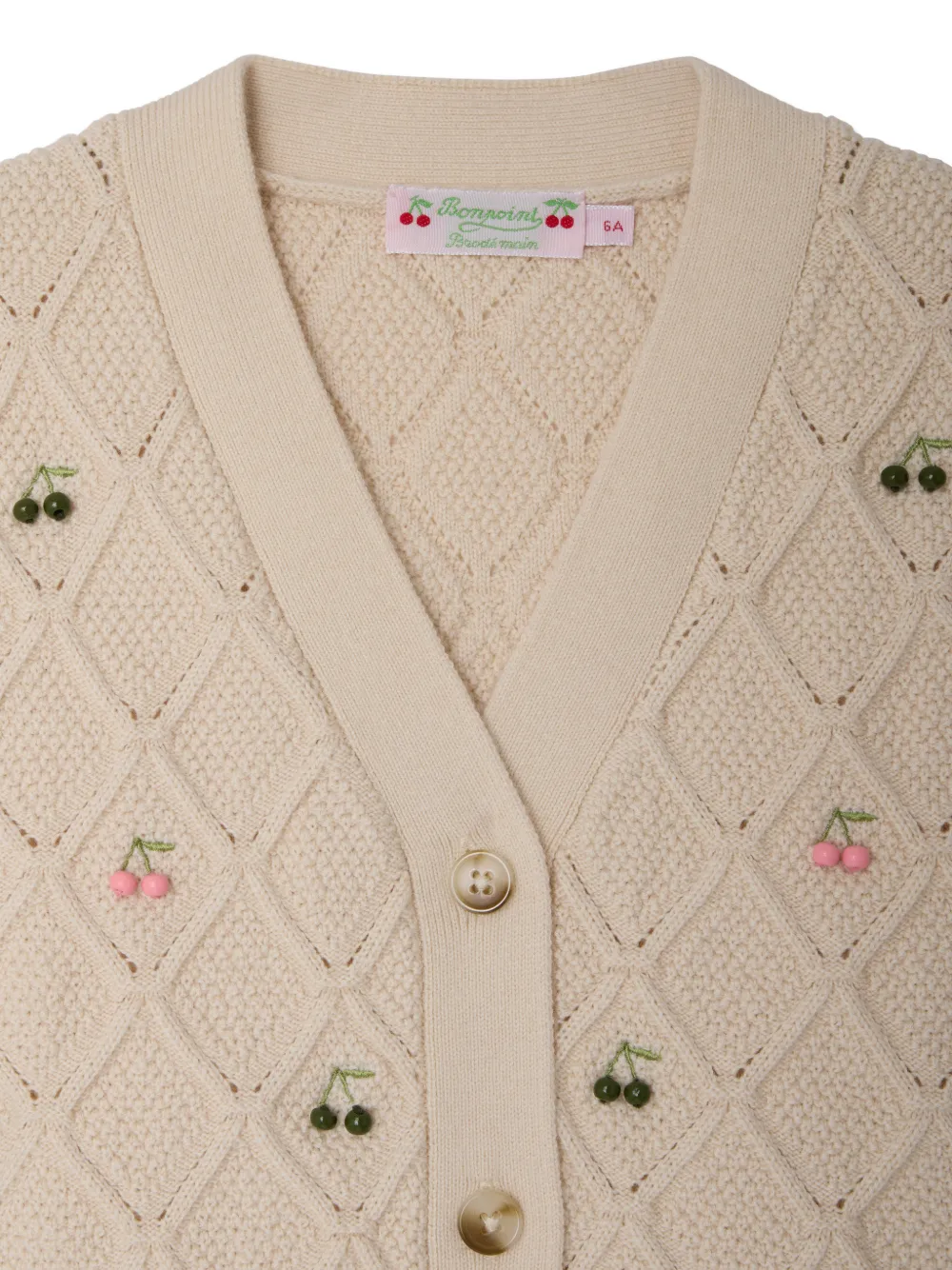 Cherry-Motif Sleeveless Cardigan