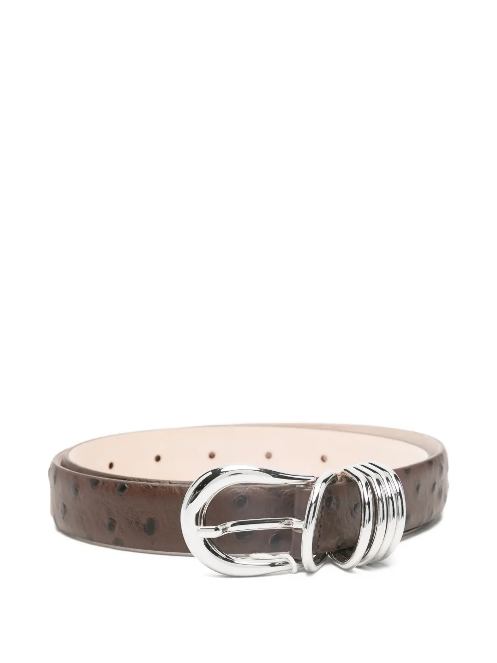 Déhanche Hollyhock ostrich-pattern leather belt - Marrone