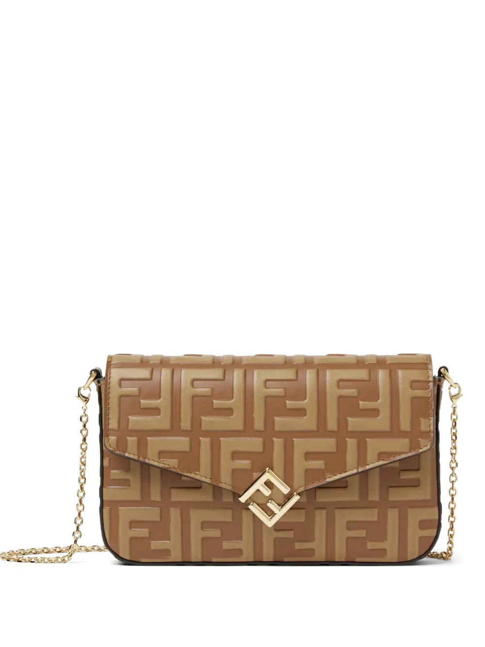 FENDI FF Diamonds two-tone wallet - Marrone