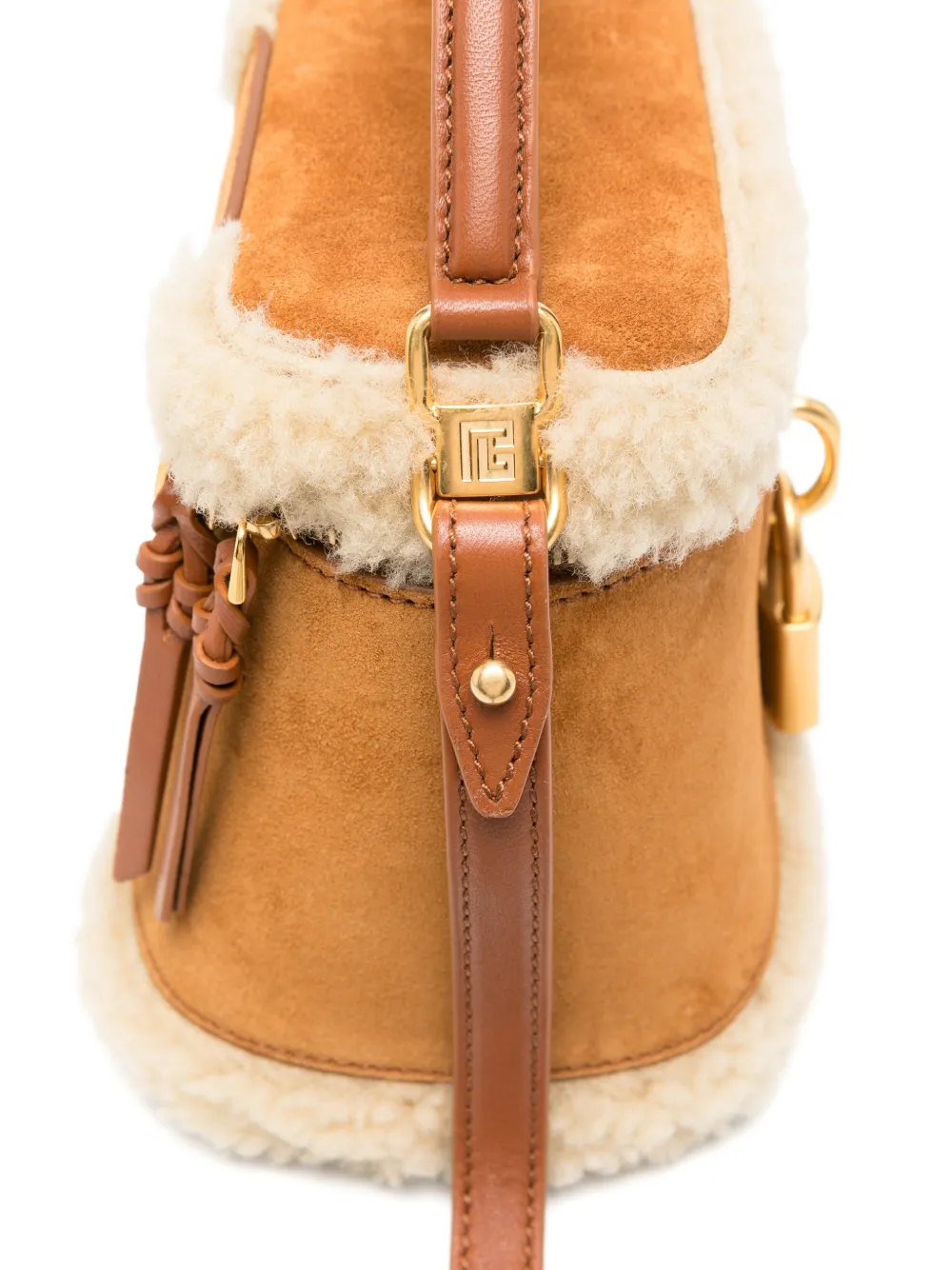 Balmain Pulse Vanity tas met lammy afwerking en handvat Beige