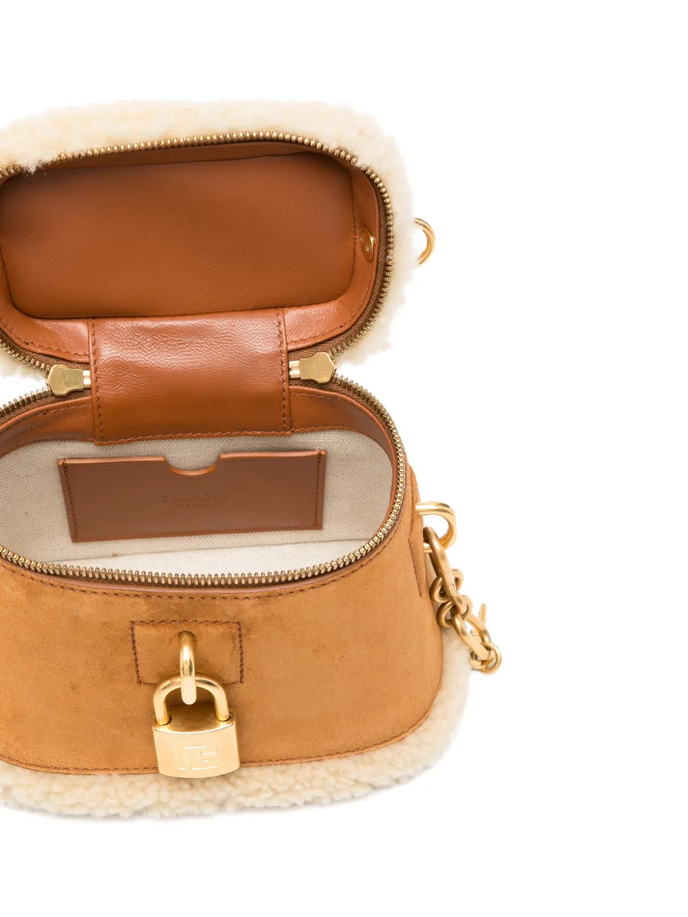 Balmain Pulse Vanity tas met lammy afwerking en handvat Beige