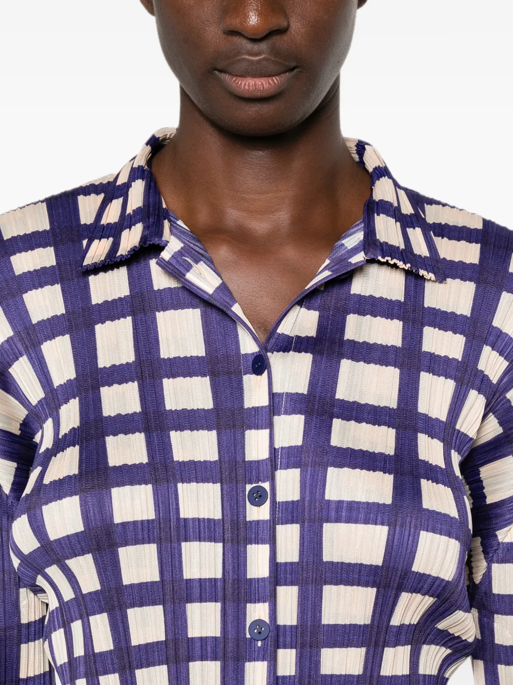Pleats Please Issey Miyake Geruit overhemd Blauw