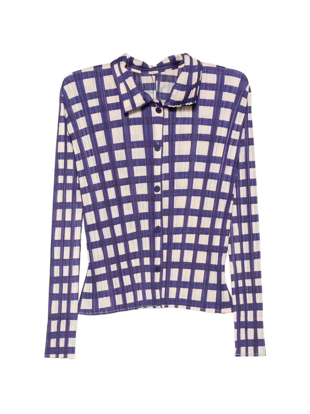 Pleats Please Issey Miyake Basket plissé-effect checked shirt - Blue