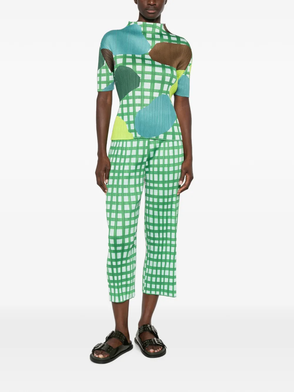 Pleats Please Issey Miyake Market top met korte mouwen Groen