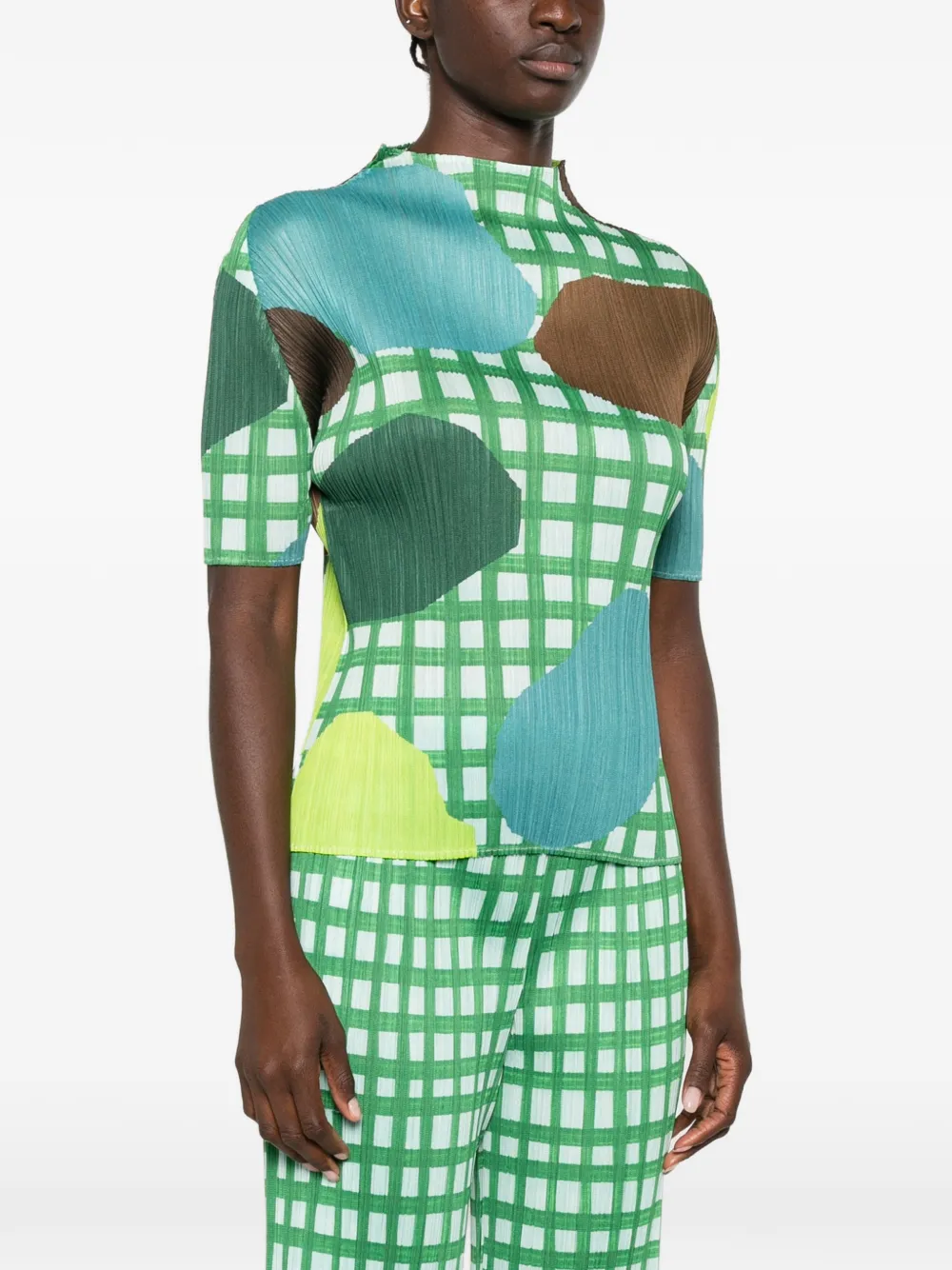 Pleats Please Issey Miyake Market top met korte mouwen Groen