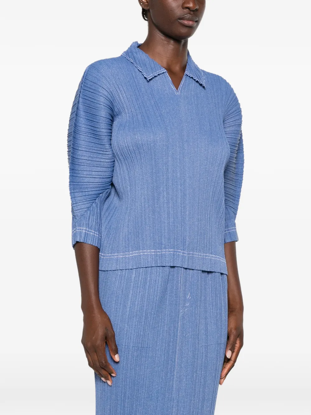Pleats Please Issey Miyake Denim top Blauw