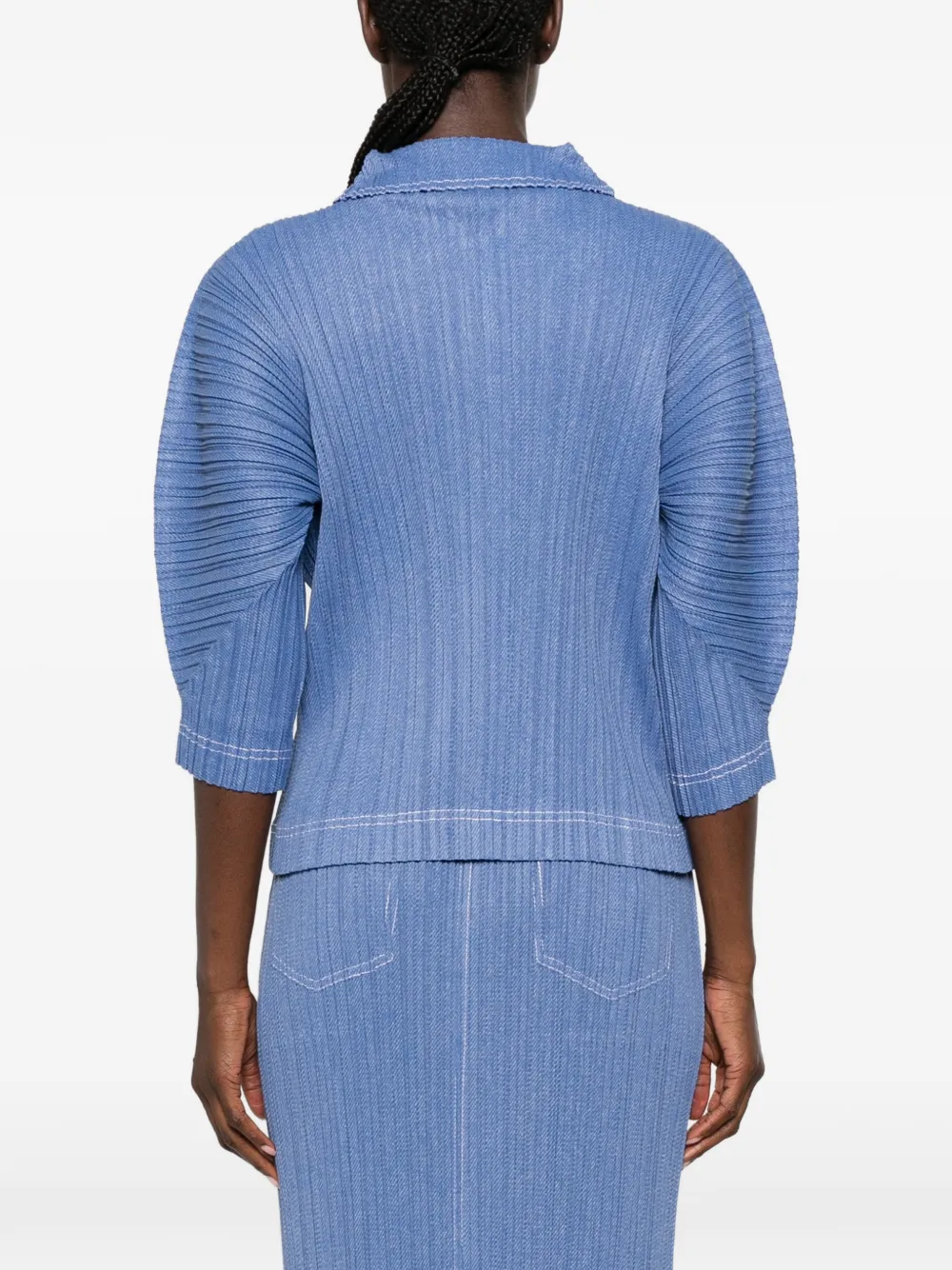 Pleats Please Issey Miyake Denim top Blauw