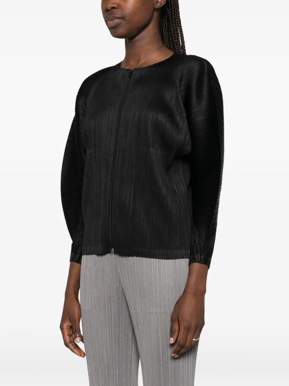 Pleats Please Issey Miyake Jack met bewerkte mouwen Zwart