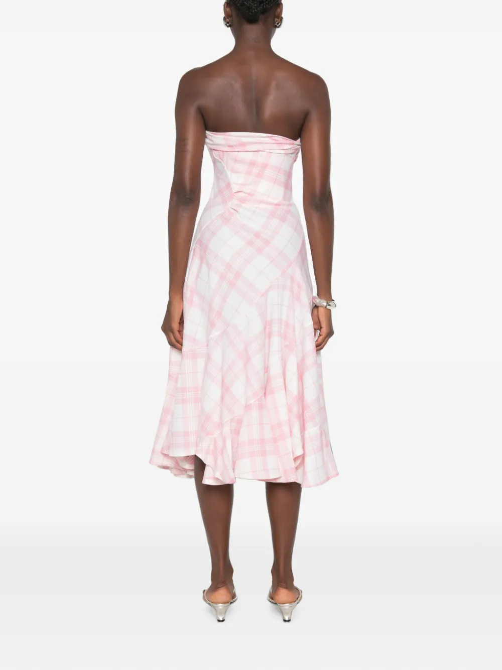 Vivienne Westwood Spiral geruite midi-jurk Wit