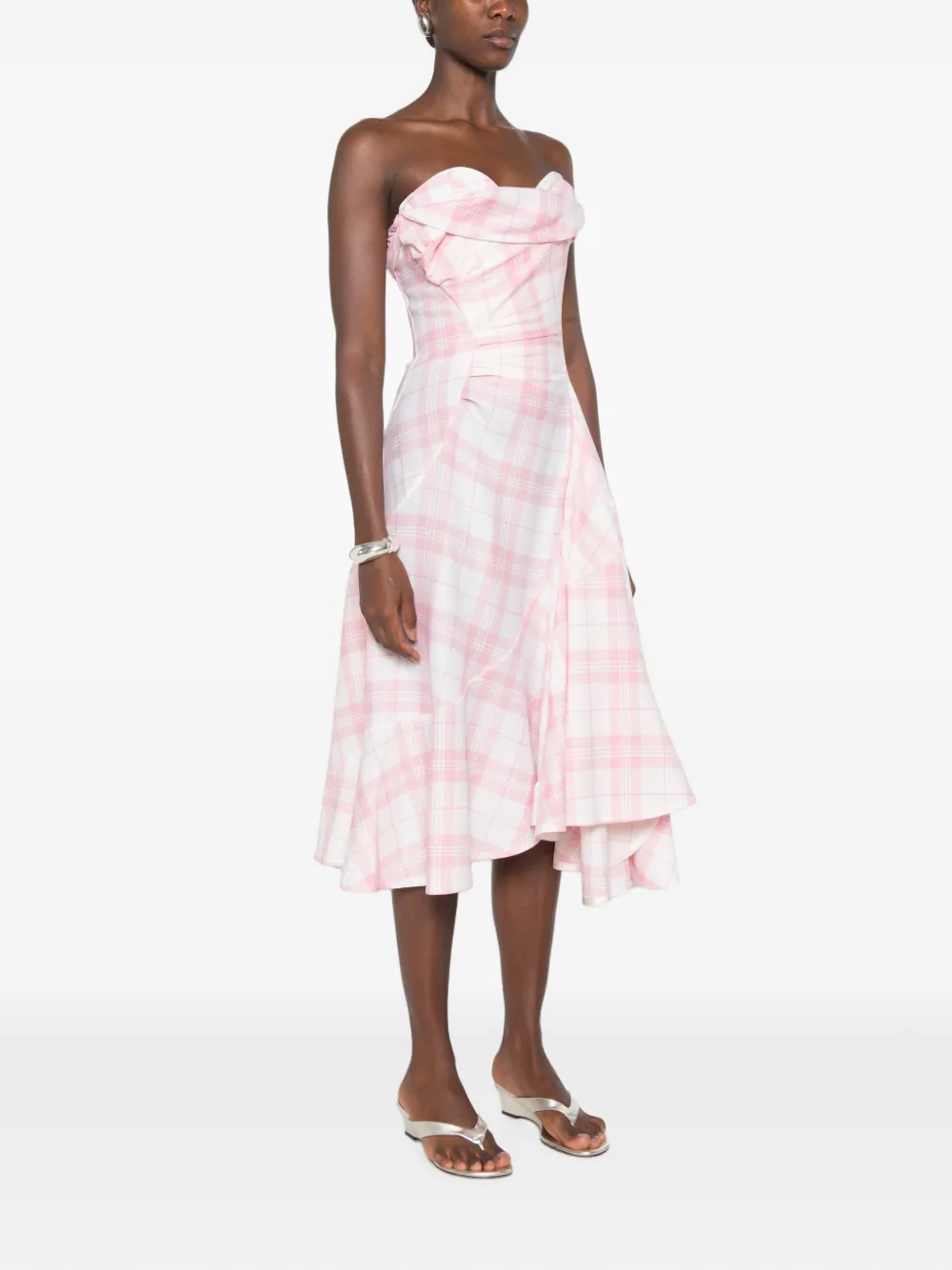 Vivienne Westwood Spiral geruite midi-jurk Wit