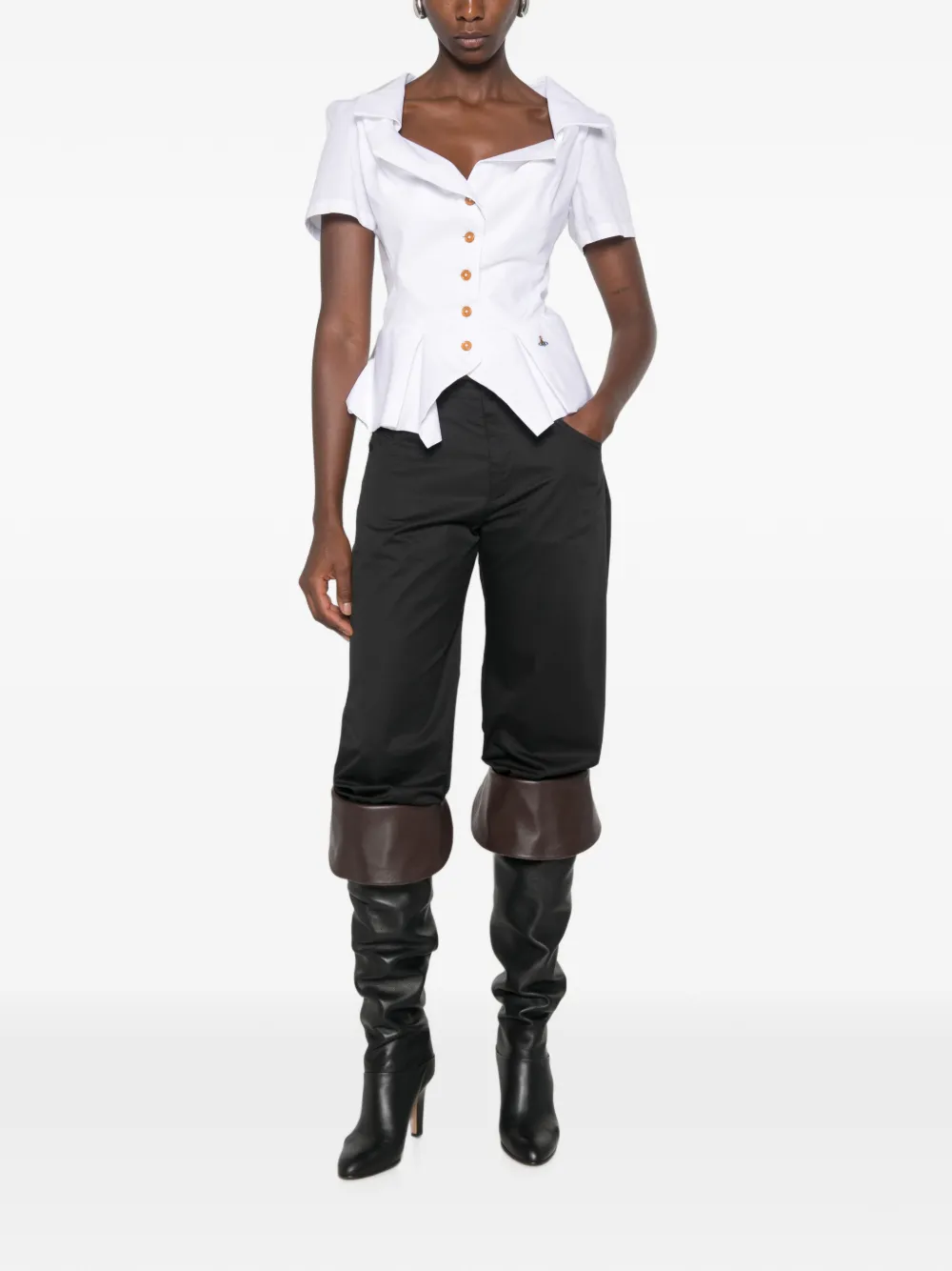 Vivienne Westwood Blouse met peplum en korte mouwen Wit