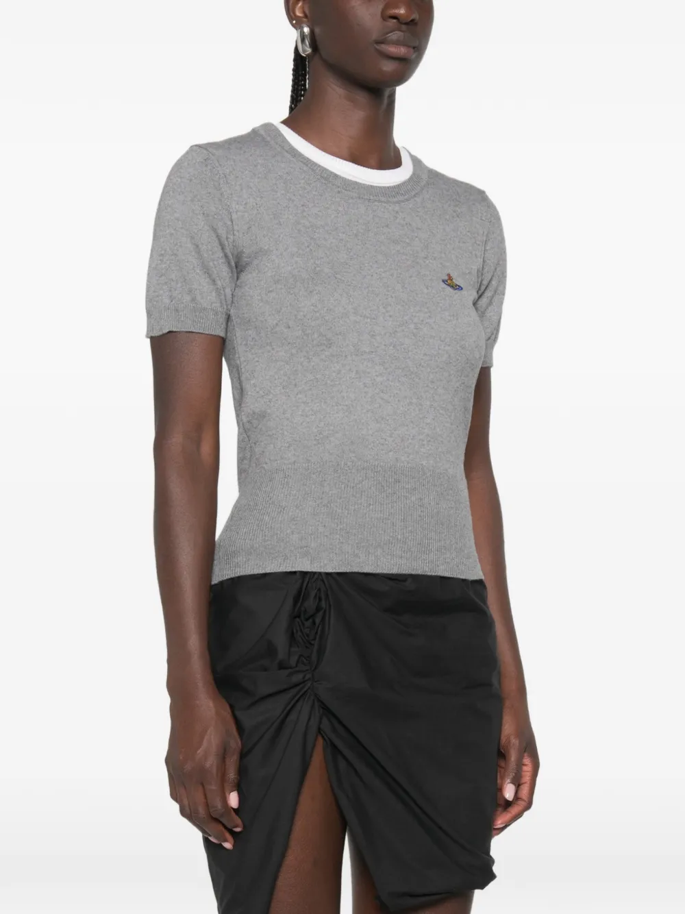 Vivienne Westwood Bea top met geborduurde Orb Grijs