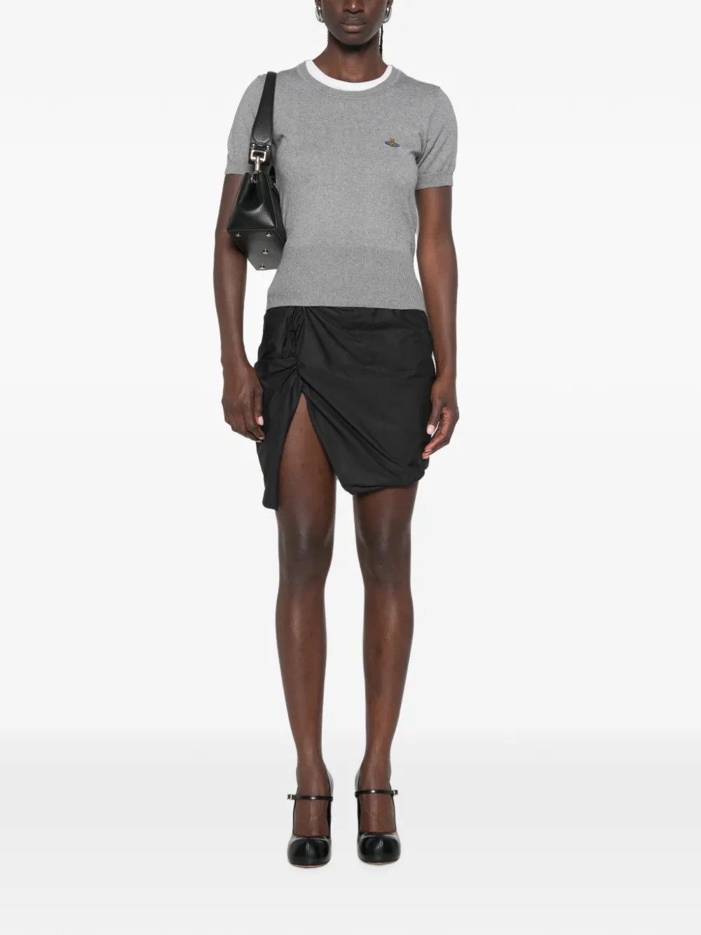 Vivienne Westwood Bea top met geborduurde Orb Grijs