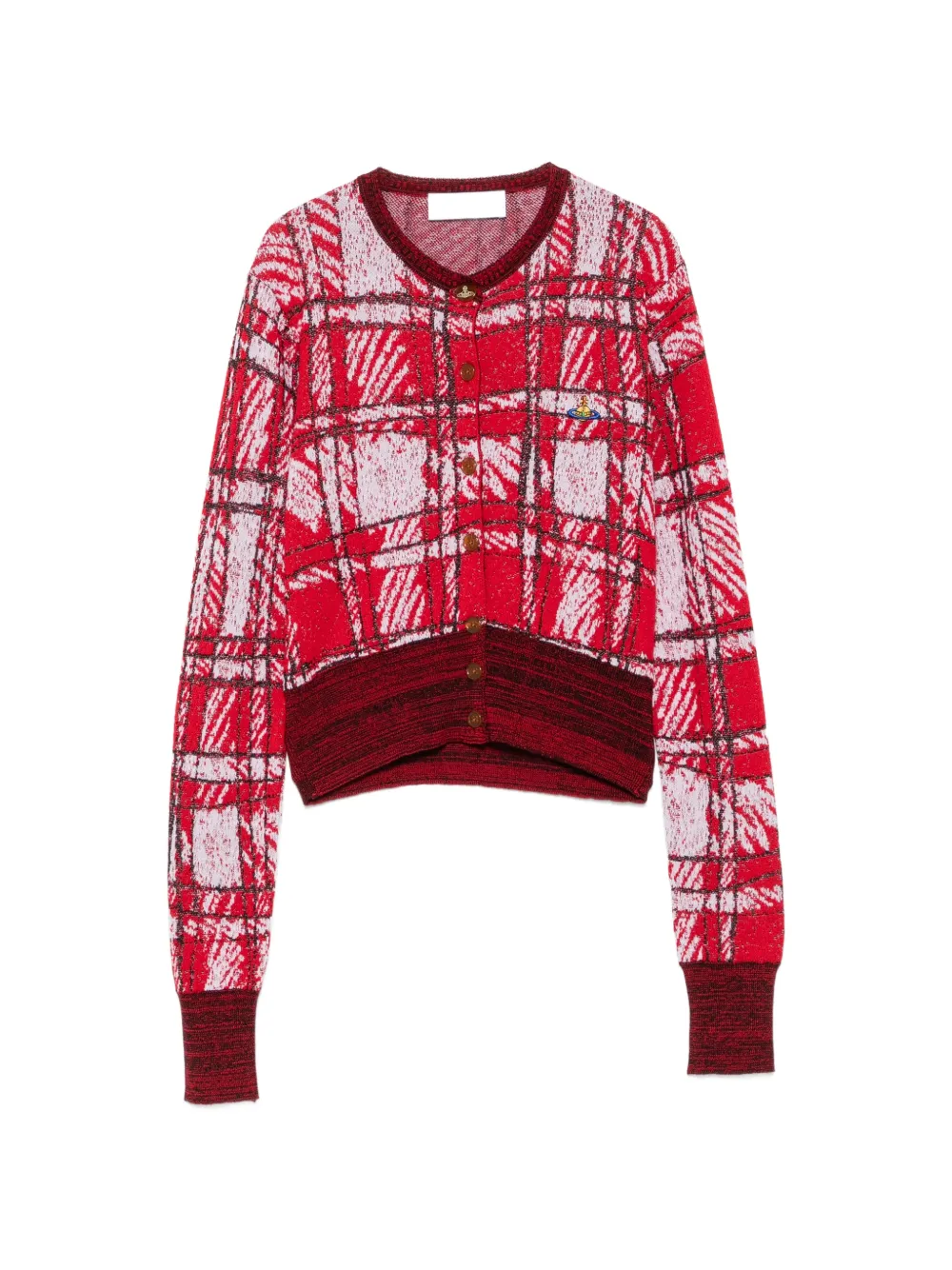 Vivienne Westwood Scribble Check buttoned cardigan - Red