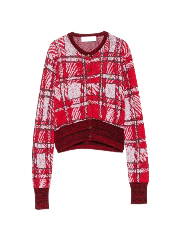 Vivienne Westwood Scribble Check Cardigan in Red
