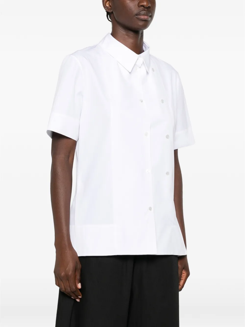 Calvin Klein Collection Short-sleeve Button-up Shirt in White, view 3