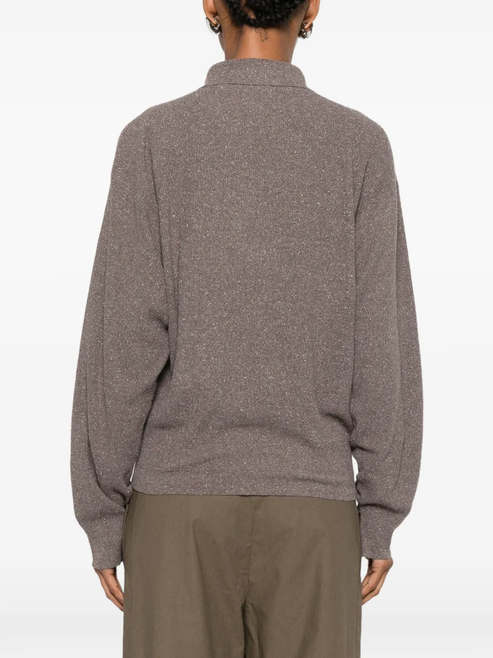 Calvin Klein Helga ribgebreid poloshirt Bruin