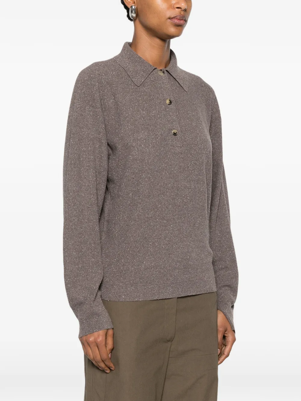 Calvin Klein Helga ribgebreid poloshirt Bruin