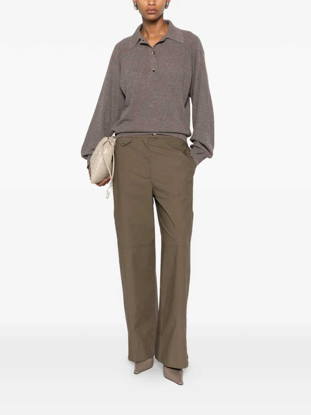 Calvin Klein Helga ribgebreid poloshirt Bruin